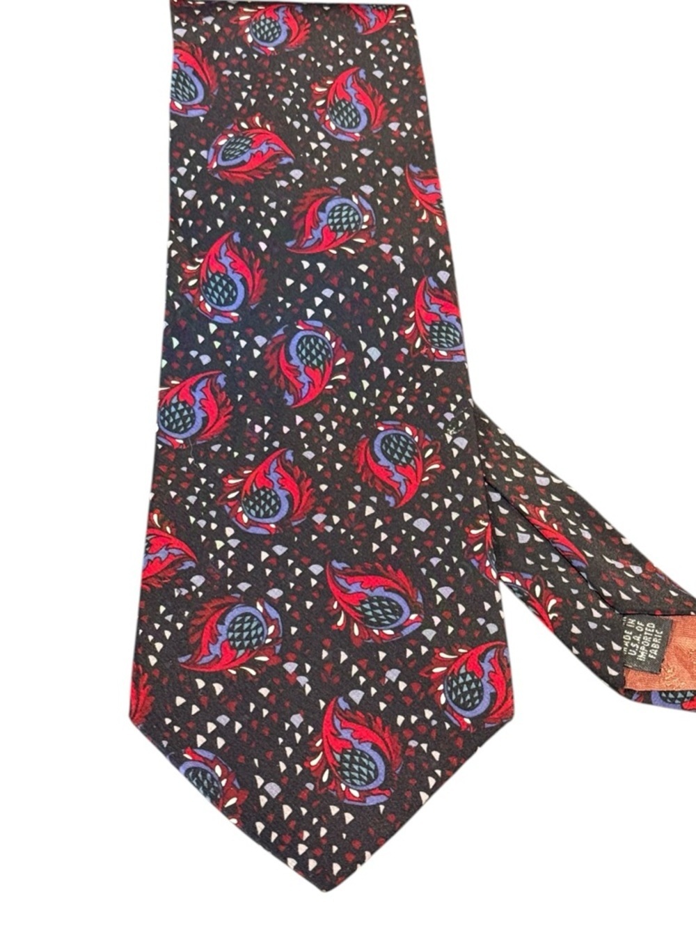 Christian Dior Monsieur Vintage Silk Tie Black Floral Botanical Red Purple USA